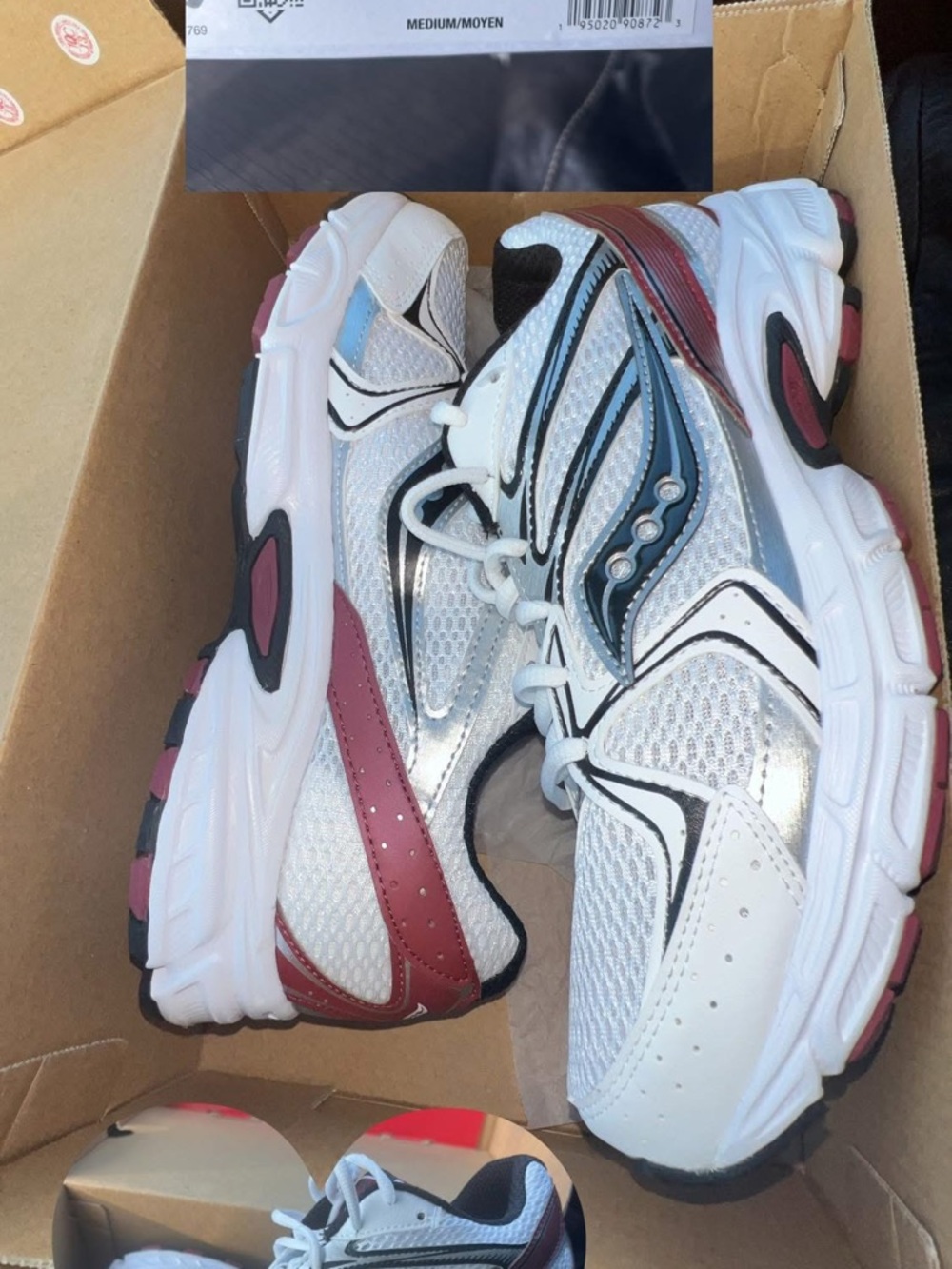 Saucony Men's Athletic Sneakers in White, Blue, Black, and Maroon